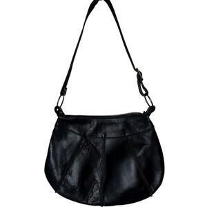 DANDY Leather Hobo Shoulder Bag Black